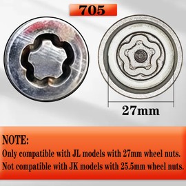 JEUCLEL JL 705 for 27mm Nuts, Jeep (JL) Dodge Wheel Lock Nut Removal Tool, Anti-Theft Lug Nut Socket Adapter