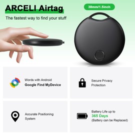 ARCELI Bluetooth Smart Tag for Android, Compatible with Google's Find Hub App((Android ONLY), Luggage Tracker, Air Tracker Tag, Item Finder for Keys, Suitcase, Bag, Wallet (Black)