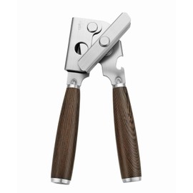 Upgraded Efficient Manual Can Opener - Selected Solid Wood Handle, Sharp and Smooth Blade Edge, Portable Design, Easy-Open Large Knob, Versatile for Various Bottle Caps(Wenge)
