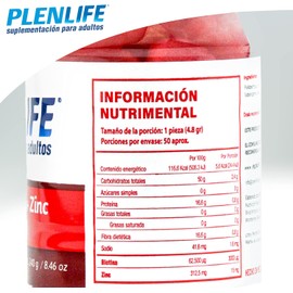 PLENLIFE - Gomitas con Biotina y Zinc - Suplemento sin Azúcar Sabor Frutos Rojos - Frasco con 50 Gomitas / 240 Gramos