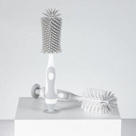 Chemimoso Multifunctional Cleaning Brush, Baby Bottle Brush, Water Bottle Brush Cleaner, Cup Brush (Rotate The Suction Cup to Obtain The Small Bristle Brushes Hidden in Handles) Set A, Grey