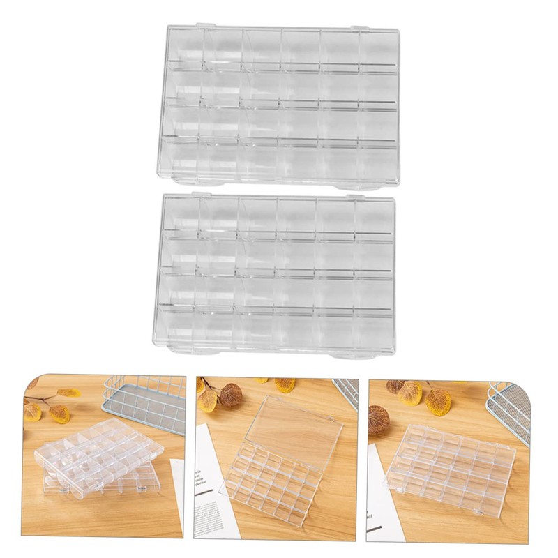 Ipetboom 2Pcs Transparent Nail Art Organizer Boxes with Compartments Storage