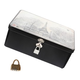 Ciieeo Retro Lockable Tinplate Jewelry Box Vintage Desktop Storage Container for Accessories Keepsakes and Collectibles Elegant and Easy to Clean Design