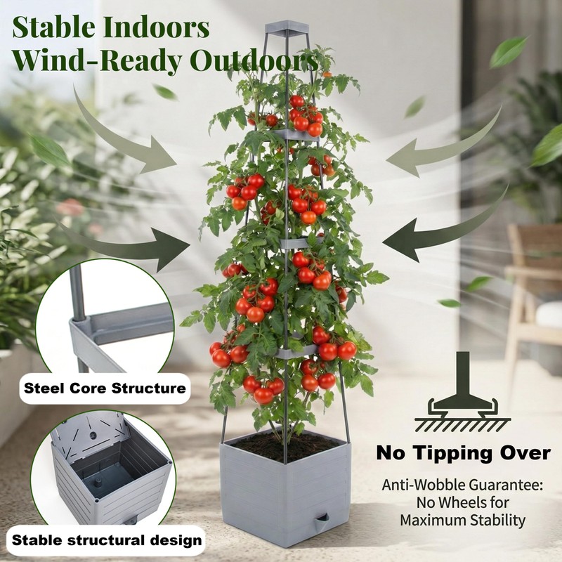 ENNUFO Tomato Planter with Trellis 57", 2-Pack Self Watering Raised