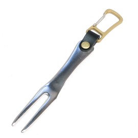 Green Fork with Carabiner (Black) Golf Fork, Golf Fork, Stainless Steel, Genuine Leather Belt, Repair, Brass, Portable, Golf Accessories, Gift, Gift, Father's Day, Respect for the Aged Day