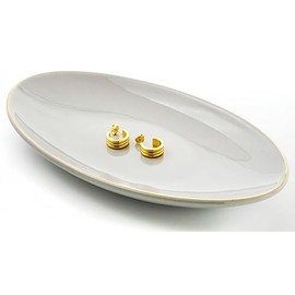 HANKOR Ceramic Key Bowl for Entryway Table, 7 x 4 Key Dish Tray Catch All Bowl, Small Decorative Bowl for Key Jewelry Ring, Gray