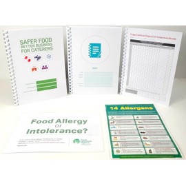 Updated for 2025 Caterers Safer Food Better Business 3 x Spiral Bound Manuals, SFBB, 13 Month Diary & Fridge Temperature Records & 2 Laminated Food Allergy Safety Signs