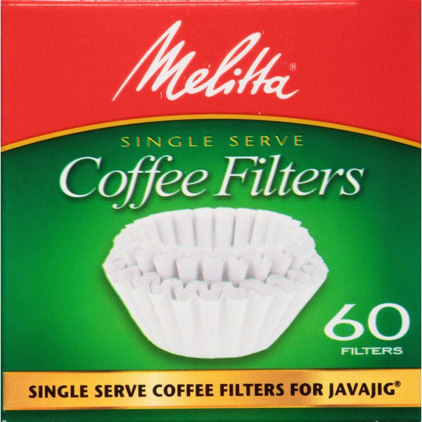 Melitta JavaJig Replacement Single-Serve Paper Coffee Filters, White, 60 Count