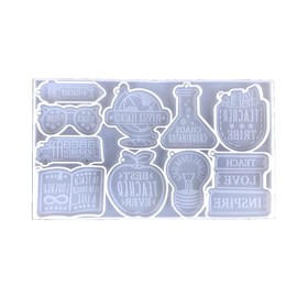 WANGFUFU Teachers-Day Keychain Epoxy Resin Mold Pencil Shape Silicone Molds School Bag Book Bus Resin Mold DIY Pencil Shaped Silicone Molds