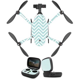 MightySkins Skin Compatible with GoPro Karma Drone Headphones wrap Cover Sticker Skins Aqua Chevron