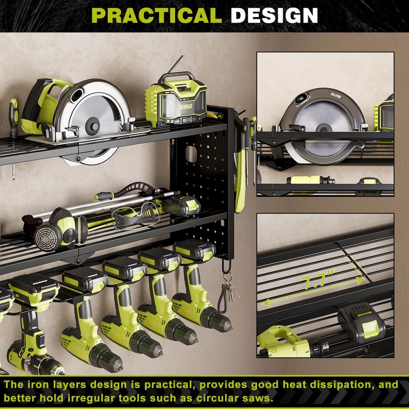 NattyDot Power Tool Organizer Wall Mount,Cordless Drill Hanger Storage Rack
