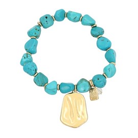 Robert Lee Morris Soho Womens Textured Charm Turquoise Stretch Bracelet