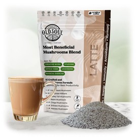 OldSoul Superfood Mushrooms Latte Blend | 7-Mushroom Formula (Lion's Mane, Cordyceps, Reishi, Turkey Tail, Chaga, Shiitake, Maitake) | Arabica Coffee | Energy, Focus, Immunity | 14 oz (400 g)