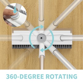 AIR U+ 2 PACK Floor Scrub Brush with Long Handle, 3 in 1 Scrape and Heavy-Duty Stiff Bristle Scrubber Brush for Cleaning Shower Bathroom, Patio, Garage, Kitchen, Wall and Deck