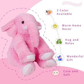 Weighted Elephant Stuffed Animals, 5Lb Weighted Plush Giant 16in Elephant Throw Pillow Plushie for Boys, and Girls Christmas (Pink)