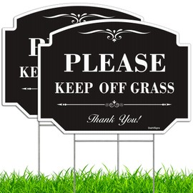Keep Off Grass Sign with Stake, Keep Dogs off Sign for Lawn, 2Pack-12.6"x9.5" Stay off Grass Signs, Don't Step on The Grass Sign, Double Sided Corrugated Plastic, UV Protected, Easy to Install