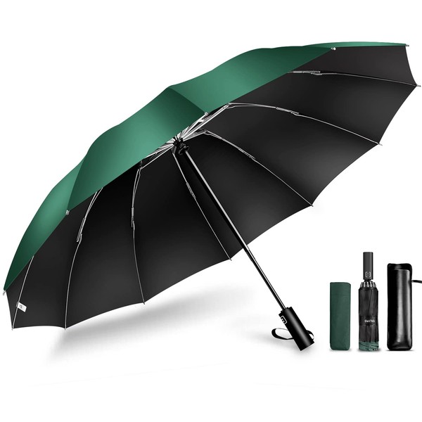 Folding Umbrella, One-Touch Automatic Open/Close (12 Ribs, Reverse Folding), Men's Umbrella, 42.5 inches (108 cm), Extra Large Size, 210T High Strength Fiberglass Folding Umbrella, Large, Windproof,