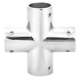 Yuecoom 4 Way Pipe Fitting 1 Inch (25mm) - Heavy Duty 316 Stainless Steel Connector, Mirror Polished, Resistant for Plumbing, HVAC, and Industrial Applications