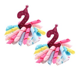 Birthday Hair Clips for Baby Girls - 2Pc Curly Ribbon with Deep Red Number Bow Hair Clips for 2nd Birthday Baby Bow Party Decorations for Girls Toddlers Hair Accessories (Deep red Number-2 Years)