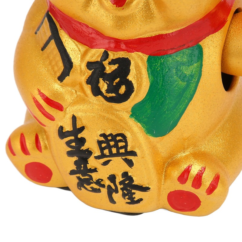 Golden Battery Powered Fortune Cat Waving Hand Good Luck Colorfast