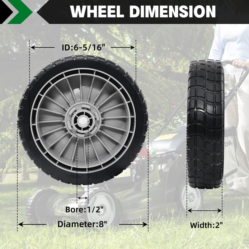 CheeMuii HRR216 Lawn Mower Front Wheels Kit 2 Pcs Front