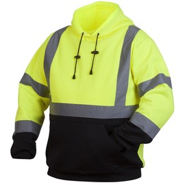Rugged Outfitters 70798 Hi-Vis Lime Safety Pullover Sweatshirt with Black Bottom (Safety Green, Large)