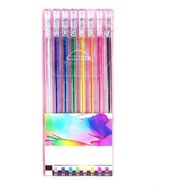 itPlus Gel Pens Glitter, 8 Pieces Glitter Gel Pens for Colouring Books, Coloured Gel Markers for Arts Supplies, Adult Colouring Books, Drawing, Sketching, Crafts
