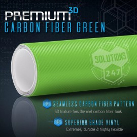 Premium Top Grade Real Sheet Overlay 60"x108" In Vinyl Wrap Bubble Free Air Release - 3D Green Carbon Fiber Matte