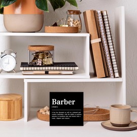 CUANFDDSF Barbershop Hair Salon Decor Wooden Box Sign, Barber Shop Barber Gifts for Men Accessories, Salon Decor for Hair Stylist Salon Barbershop Wall Desk Shelf Tabletop Decoration