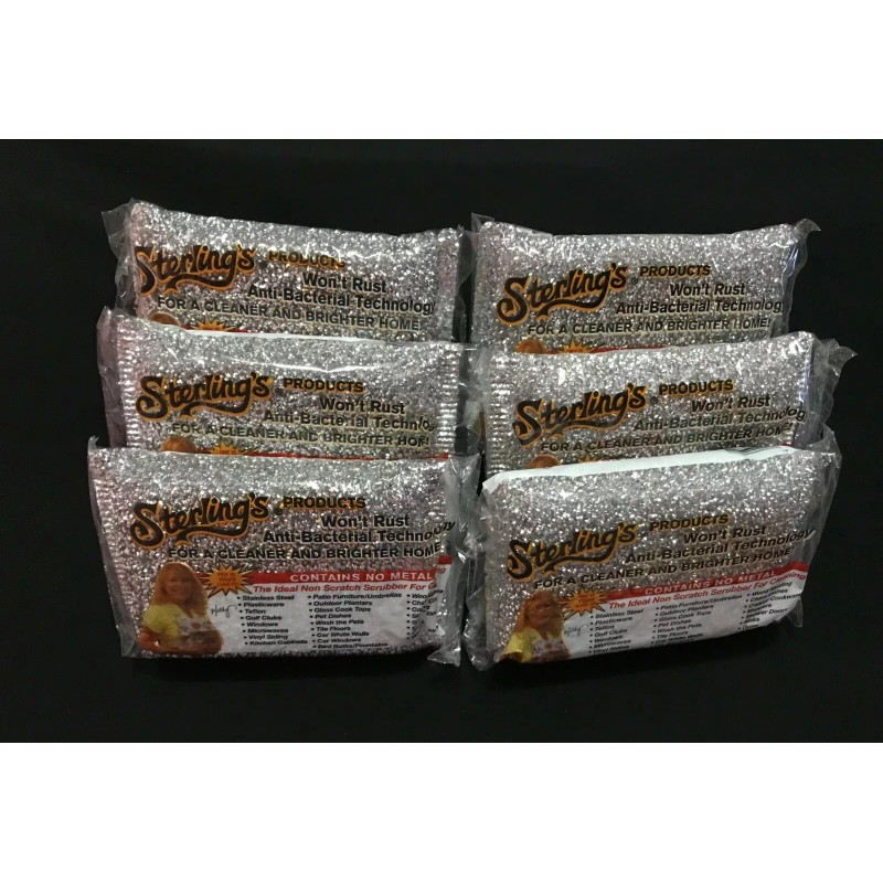Sterling's Products Set of 6 SILVER Sterling Non Scratch Scrubbers
