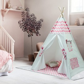 Kids Teepee Tent for Girls Kids Tee Pee Indoor Children Play Teepee Tents Indoor for Girls Play Tent for Girls Pink Chevron Teepee