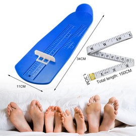 Foot Measuring Device, Shoe Size EU Size 15-48, Foot Measuring Device for Children, Adults Shoe Sizing Chart, for Women Men Children's Feet, with Tape Measure, Blue