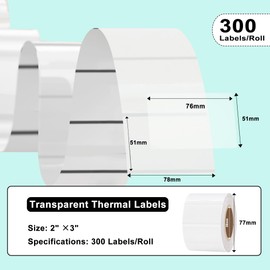 Hybsk - Pegatinas térmicas transparentes de 3x2 pulgadas para etiquetas de nombre, diseño de logotipo de bricolaje, inventario, compatible con cebra, rollo, Munbyn y más, 300 unidades (3x2 inch)