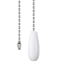 Ceiling Fan Pull Chain 12 inch Wooden Pull Chain Extension Fan Chain Extender Ceiling Fan Pulls Ornament with Ball Fan Chain Connector for Ceiling Fan Light, 1PCS (White Wood)