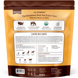 Petsmont Hearty Bites - Organic Freeze-Dried Beef Liver Dog Treats Single Ingredient All Natural, Preservative Free, No Filler Beef Treat for Dogs High Protein Dog Snacks Made in The USA - 8oz