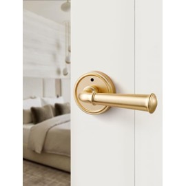 MRML Gold Privacy Door Handles, Interior Brushed Gold Door Handle, Bedroom Bathroom Light Gold Door Lever, Aluminium Alloy Handle Lever, 2 Pack