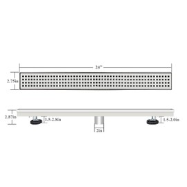 TECFORG 24 Inch Linear Shower Drain Brushed Recatngular Floor Drain,SUS304 Stainless Steel CUPC Certificate (24 inch)