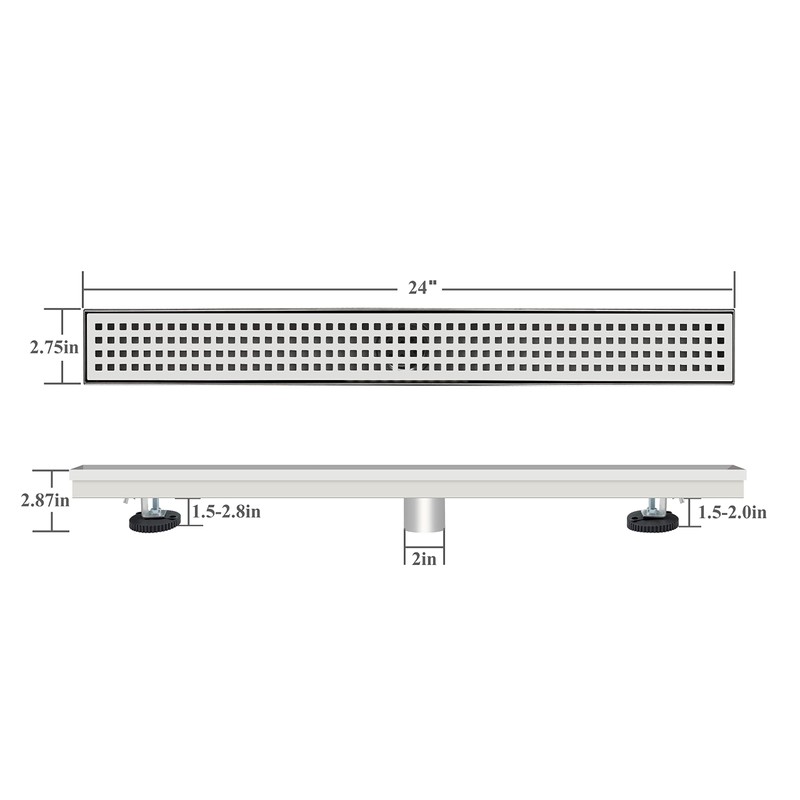 TECFORG 24 Inch Linear Shower Drain Brushed Recatngular Floor Drain,SUS304