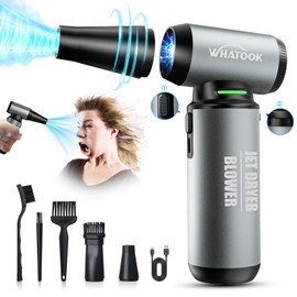 WHATOOK Elektrische Staubgebläse Luftdruckspray, Ultrastark 3-Gang 200000 U/min, Metallische Druckluft Compressed Air Duster mit 10000mAh Akku,Reinigungsbürste und USB Schnellladung, für PC Reinigung