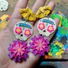 Aretes de Pan de Muerto Calavera de Dulce y Flores