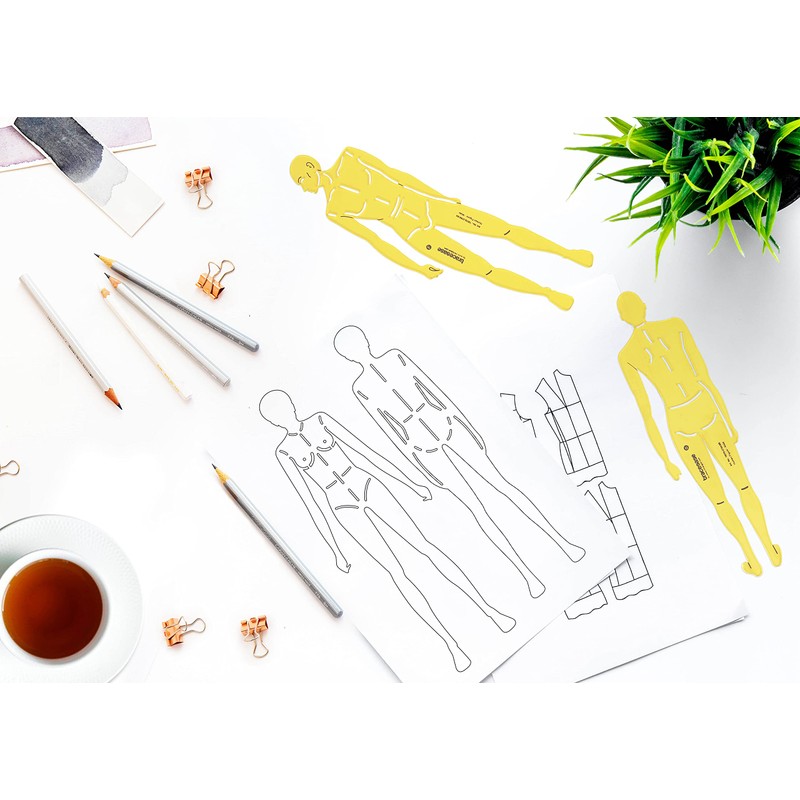 Traceease Male Human Figure Template Stencils Fashion Designer’s Drafting Tools,