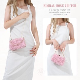 LHHMZ Women Elegant Rose Clutch Flower Evening Bag Bride Wedding Clutch Floral Purses Party Prom Handbags
