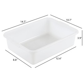 Yuright 8L Plastic Commercial Bus Tub, 4 Pack Small Bus Bin Restaurant, White Wash Tub Basin