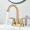 SHOWER-HOME Brushed Gold Bathroom Sink Faucet Waterfall 2-Handle Centerset Vanity