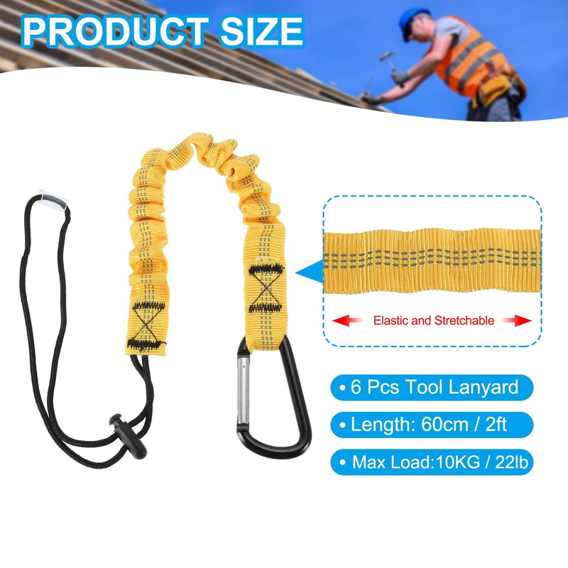 MECCANIXITY Retractable Tool Lanyard 2ft with Single Aluminum Buckle and