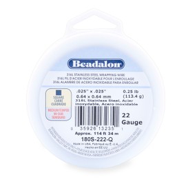 Beadalon 316L Stainless Steel Wrapping Wire, Square, 22 Gauge, 114 feet, 1/4 Pound