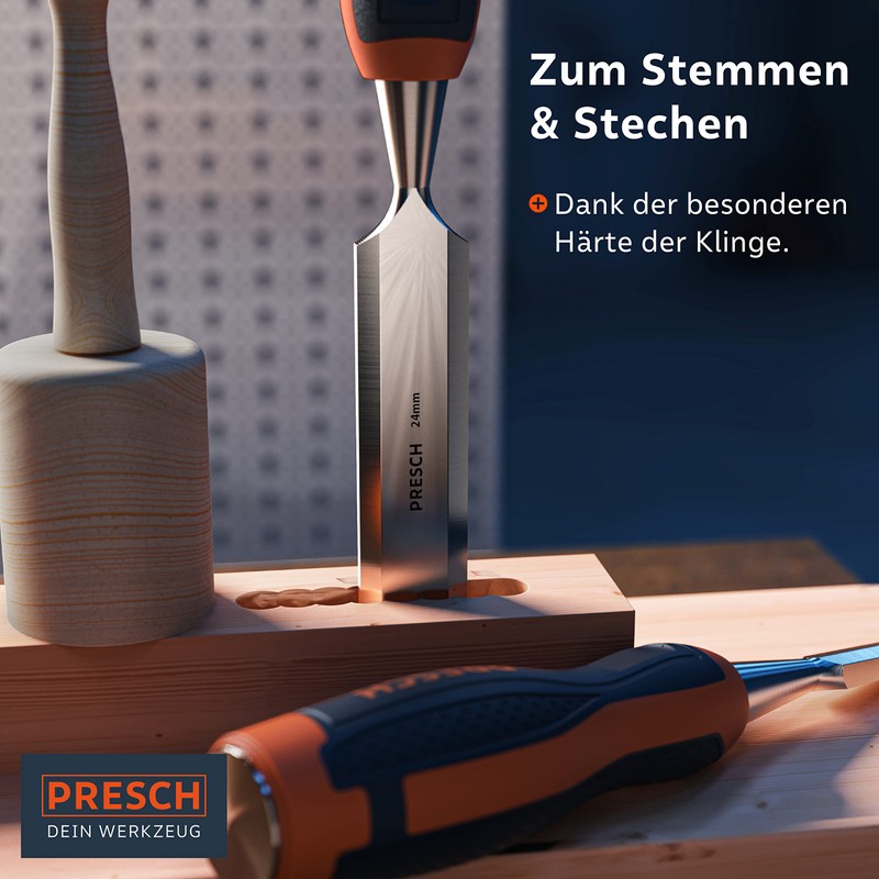 Presch Professional Chisel Set for Wood 4 Pieces - Sharp