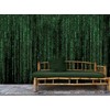 Computer Matrix Style Lines of Code Wall Mural. Green and