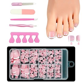 XFSRG 120 Stück Falsche Fußnägel Kit 12 Größen Natürliche Künstlich Zehennägel zum Aufkleben Super Dünn Unsichtbar mit 5-teilig Nagelpflegewerkzeug (B9)