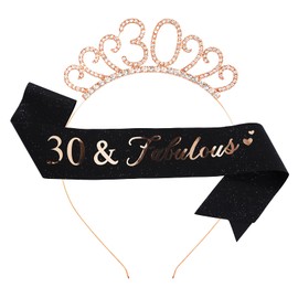 scicent 33812 Crystal Headband Retro Metal Birthday Hair Bands with Sash Party Hair Headbands Bling Rhinestone Hair Band Women